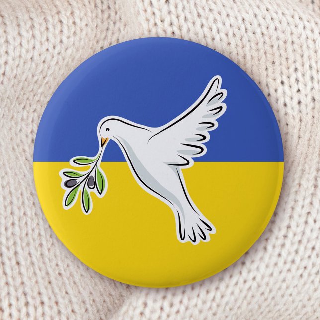 Ukrainian flag peace in Ukraine  dove anti war 6 Cm Round Badge (Creator Uploaded)