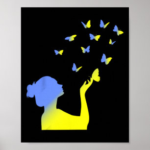 Ukrainian Flag Peace Power Freedom Symbol Butterfl Poster
