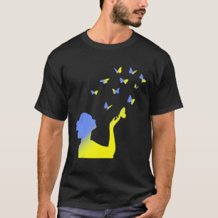 Ukrainian Flag Peace Power Freedom Symbol Butterfl T-Shirt