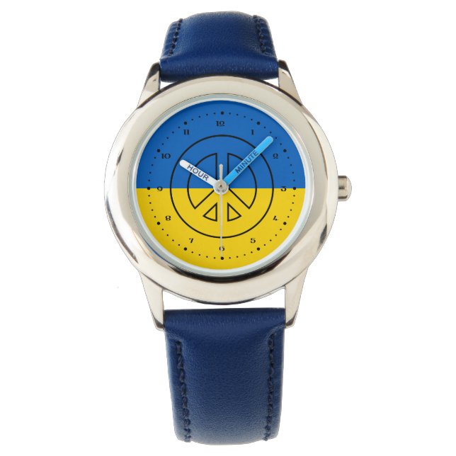 Ukrainian flag peace sign watch (Front)