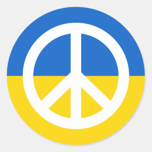 Ukrainian flag peace symbol Ukraine anti war Classic Round Sticker