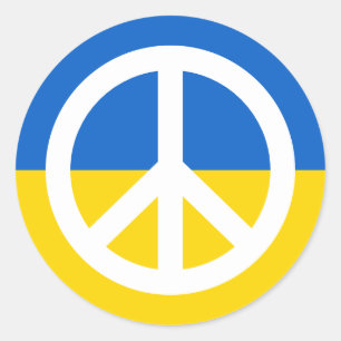 Ukrainian flag peace symbol Ukraine anti war Classic Round Sticker
