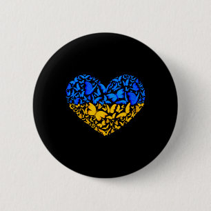 Ukrainian Flag Peace Ukraine Flag Butterfly Heart  6 Cm Round Badge