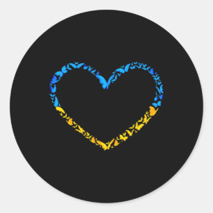 Ukrainian Flag Peace Ukraine Flag Butterfly Heart Classic Round Sticker