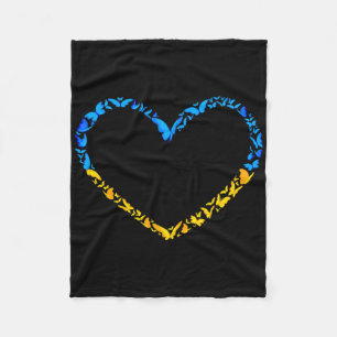 Ukrainian Flag Peace Ukraine Flag Butterfly Heart Fleece Blanket