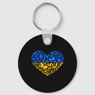 Ukrainian Flag Peace Ukraine Flag Butterfly Heart Key Ring