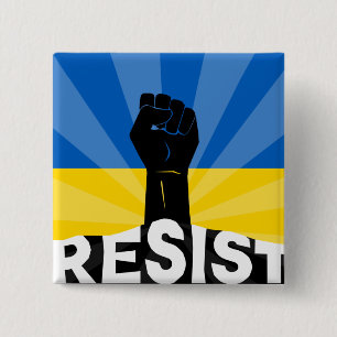 Ukrainian Flag Resist Fist 15 Cm Square Badge