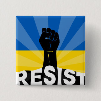 Ukrainian Flag Resist Fist 15 Cm Square Badge