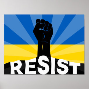 Ukrainian Flag Resist Fist  Poster