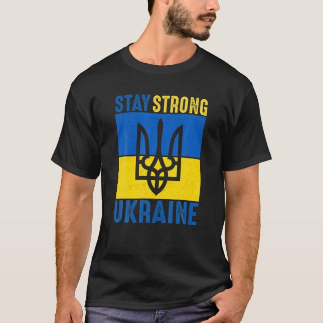 Ukrainian Flag Stand Strong Ukraine Symbol T-Shirt (Front)