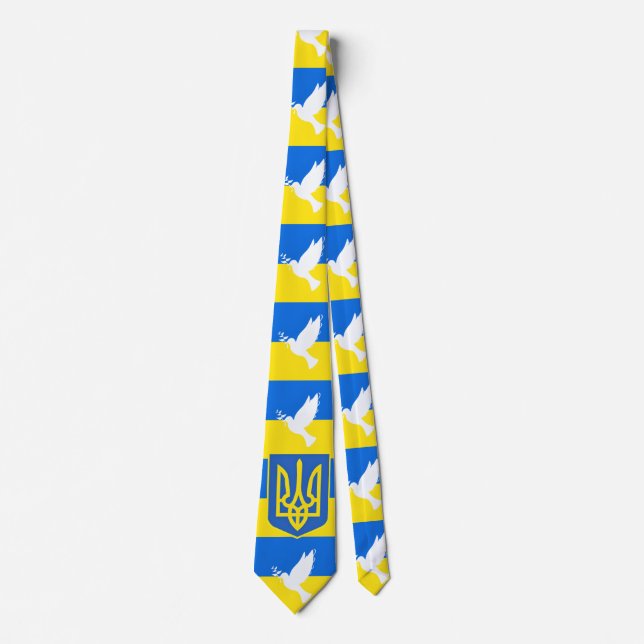 Ukrainian Flag Tie Peace Dove Ukraine Coat Of Arms (Front)