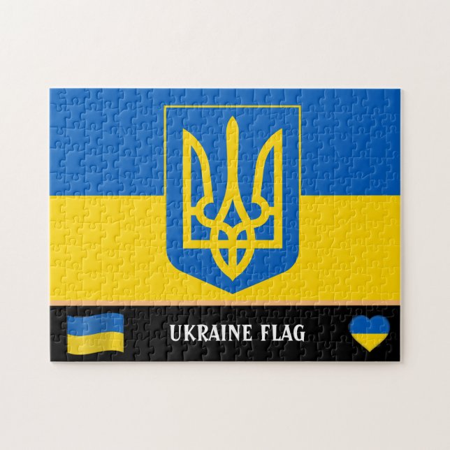 Ukrainian Flag & Ukraine country / Ukraine Jigsaw Puzzle (Horizontal)