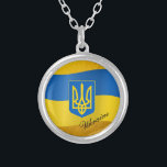 Ukrainian Flag & Ukraine emblem, text Necklace<br><div class="desc">Necklace: Ukraine,  Ukrainian Flag,  Coat of Arms - Tryzub / Україна</div>