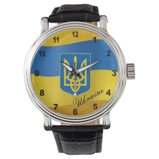 Ukrainian Flag & Ukraine emblem, text  Watch (Front)