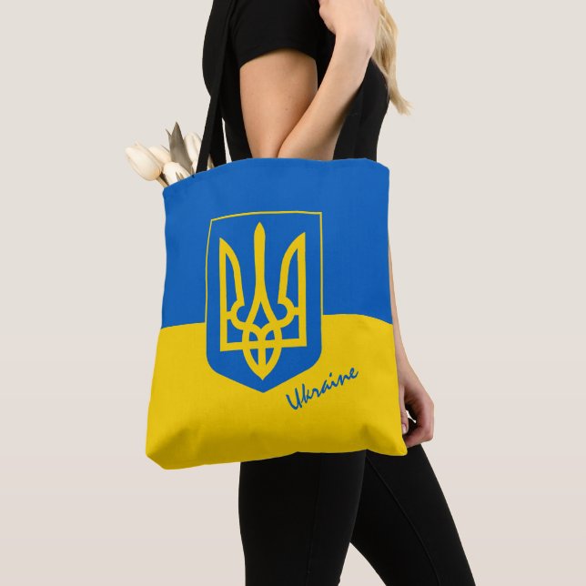 Ukrainian flag & Ukraine fashion, shopping /sports Tote Bag (Close Up)