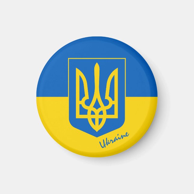 Ukrainian flag & Ukraine, holiday magnet (Front)