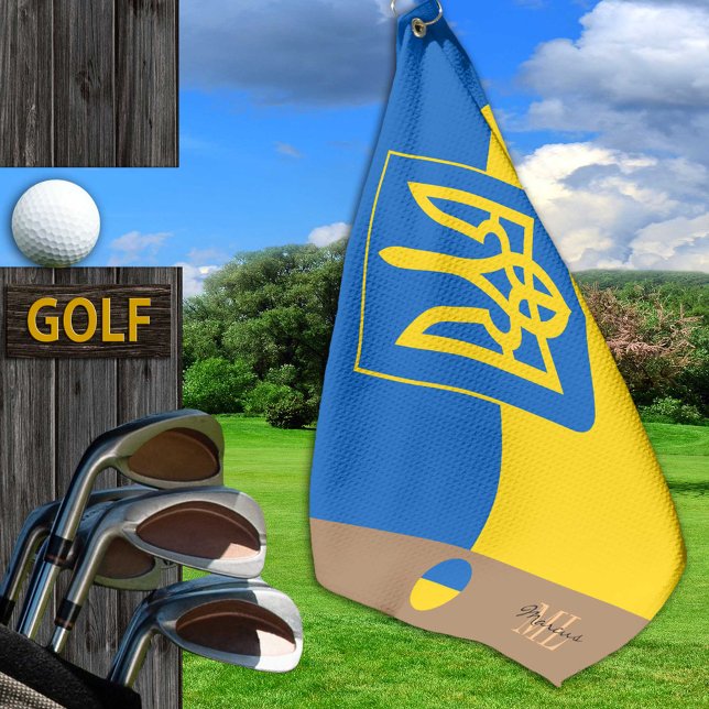 Ukrainian flag & Ukraine monogrammed Golf Towel (Creator Uploaded)