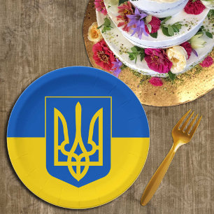 Ukrainian Flag & Ukraine - party, birthday /sports Paper Plate