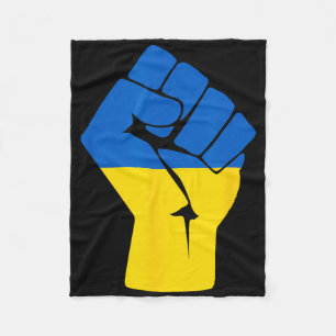 Ukrainian Flag Ukraine Solidarity Raised Fist Of R Fleece Blanket