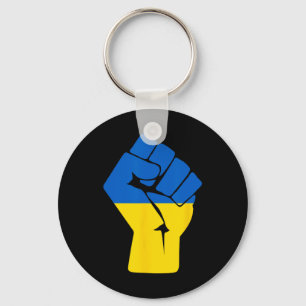 Ukrainian Flag Ukraine Solidarity Raised Fist Of R Key Ring