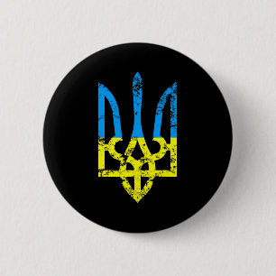 Ukrainian Flag Vintage Tryzub Ukraine Gift 6 Cm Round Badge