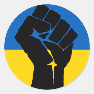 Ukrainian Flag with Black Fist Classic Round Sticker