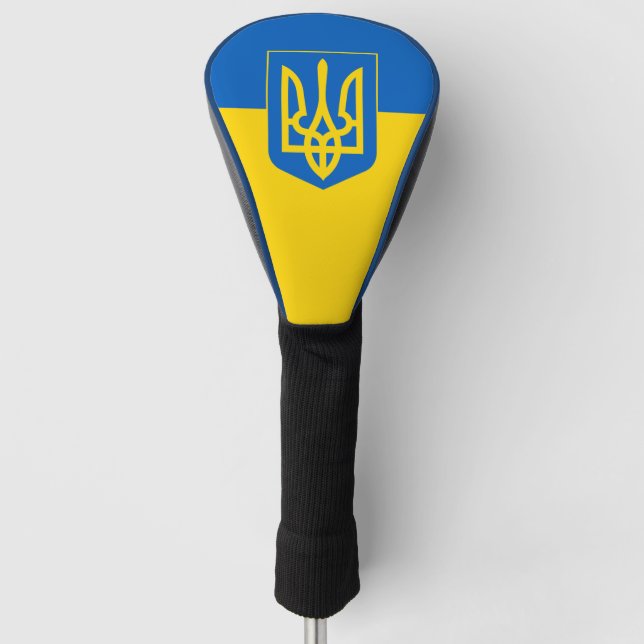 Ukrainian flag with coat of arms golf head cover (Front)
