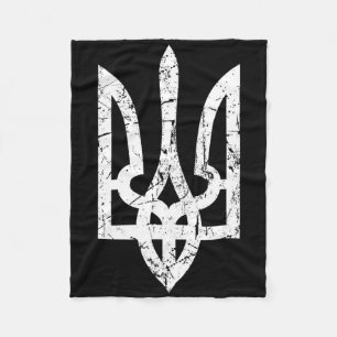 Ukrainian Flag With Crest Ukraine Fleece Blanket