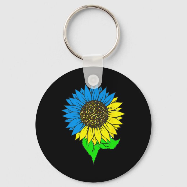 Ukrainian Flag With Sunflower Ukraine  Key Ring (Front)