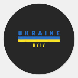 Ukrainian Flag With Text Ukraine- Kyiv In Capital Classic Round Sticker