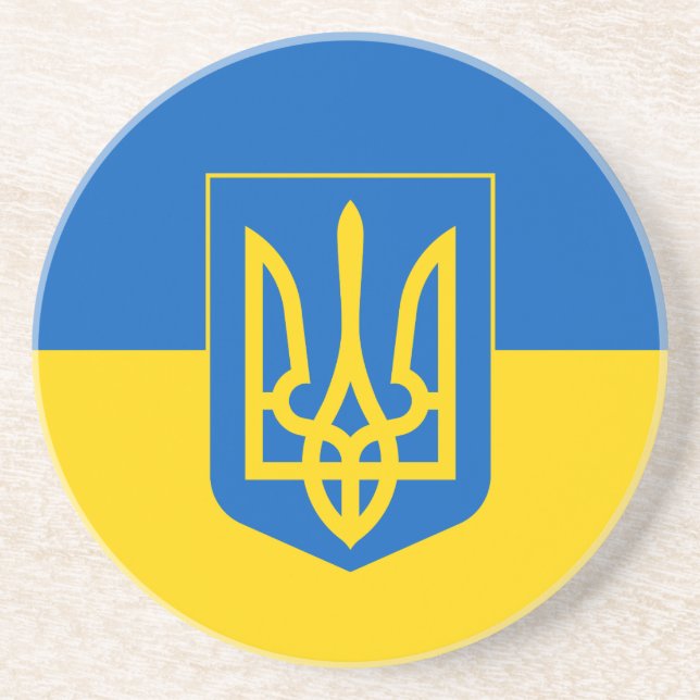 Ukrainian flag with the coat of arms coaster (Front)