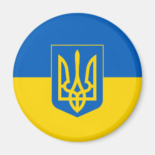 Ukrainian flag with the coat of arms magnet
