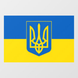Ukrainian flag with the Trident Coat of Arms.