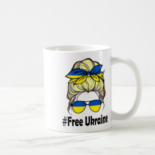 Ukrainian Flag Women Messy Bun Free Ukraine  Coffee Mug