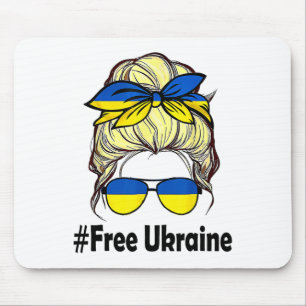 Ukrainian Flag Women Messy Bun Free Ukraine Mouse Pad