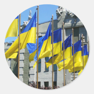Ukrainian Flags Classic Round Sticker