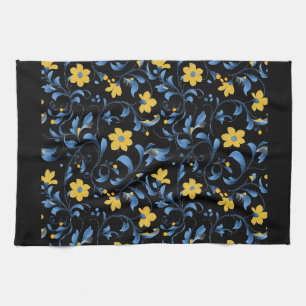 Ukrainian floral folk art motifs. tea towel
