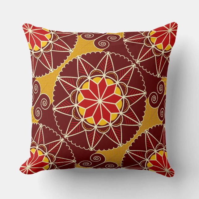 Ukrainian Floral Pattern Throw Pillow (Front)
