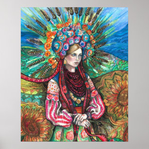 Ukrainian Flower Crown Poster