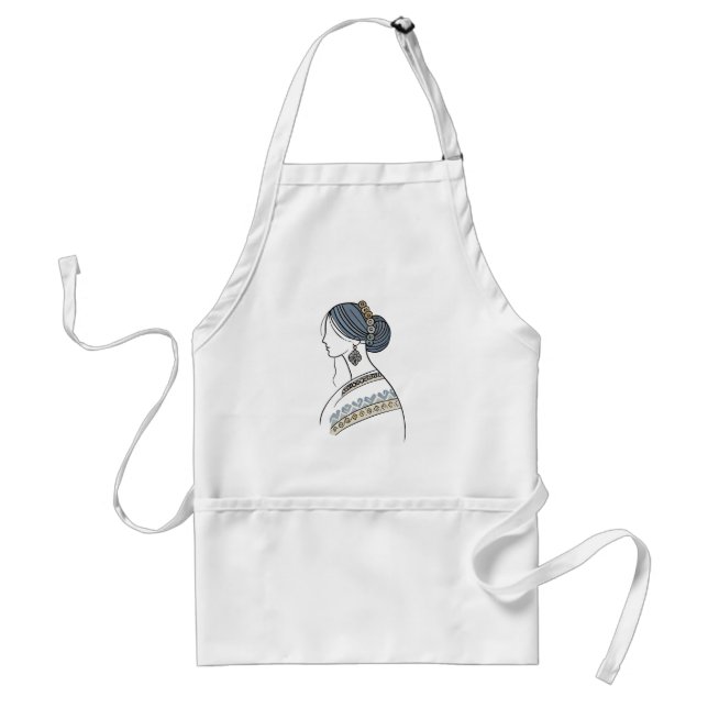 Ukrainian Folk Art Apron | Line Art (Front)