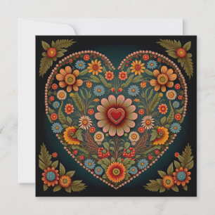 Ukrainian Folk Art - Inspired Heart in Multi Colou