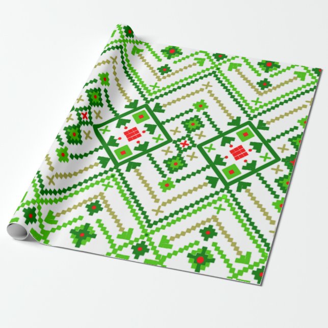 Ukrainian Folk Art Inspired  Wrapping Paper (Unrolled)