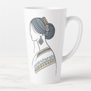 Ukrainian Folk Art Latte Mug Elegant Line Art