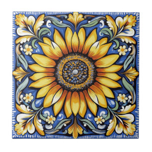 Ukrainian folk art pattern ceramic tile
