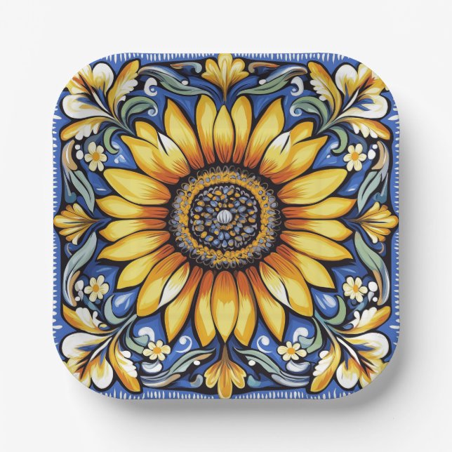 Ukrainian folk art pattern paper plate (Front)