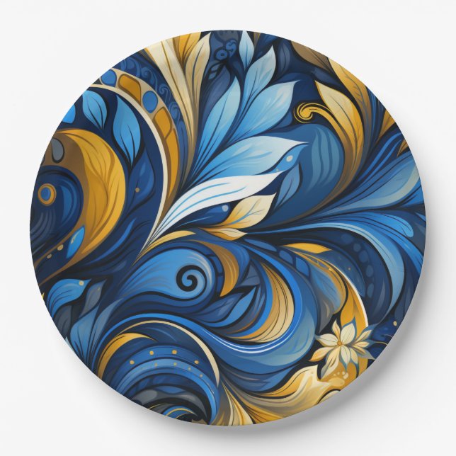 Ukrainian folk art pattern paper plates (Front)