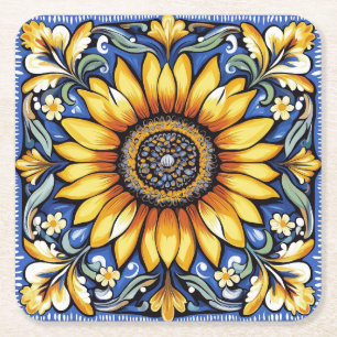 Ukrainian folk art pattern. square paper coaster