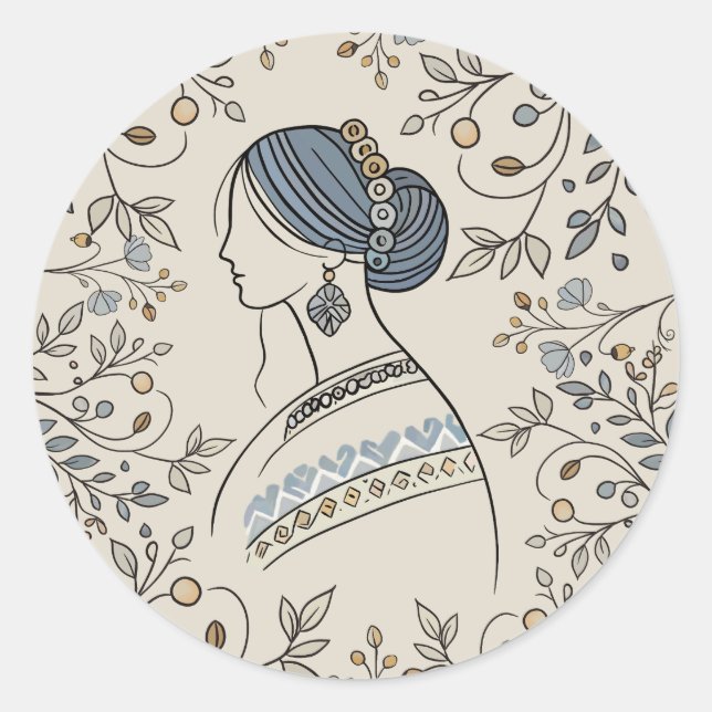 Ukrainian Folk Art Round Sticker (Front)