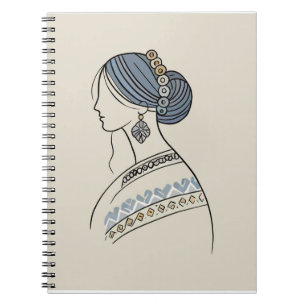 Ukrainian Folk Art Spiral Notebook Line Art