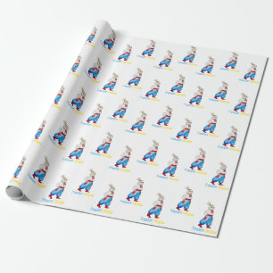Ukrainian folk costume watercolor stylized rabbit wrapping paper